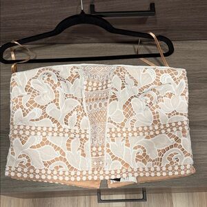 White House Black Market 
Tan and Cream Top